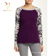 Printing Wool Cashmere Casual Middle Age Women Pullover Sweater